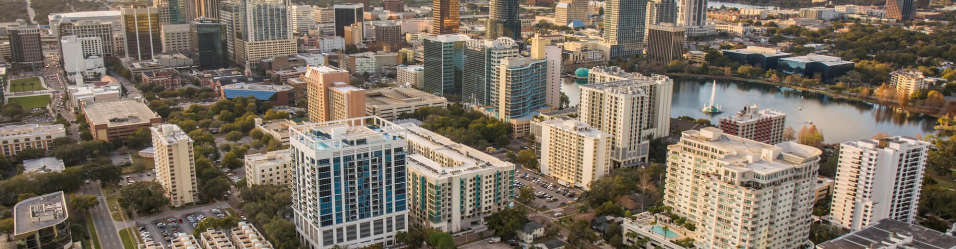 Sunset view over Orlando skyline