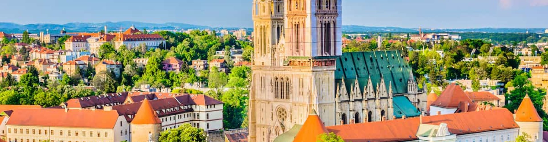 Zagreb cityscape at sunset