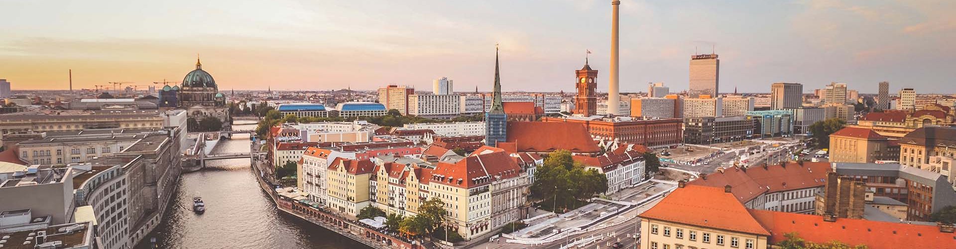 Berlin skyline at sunset